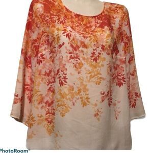 Rose & Olive women’s top exposed zipper Size Small pullover‎ floral